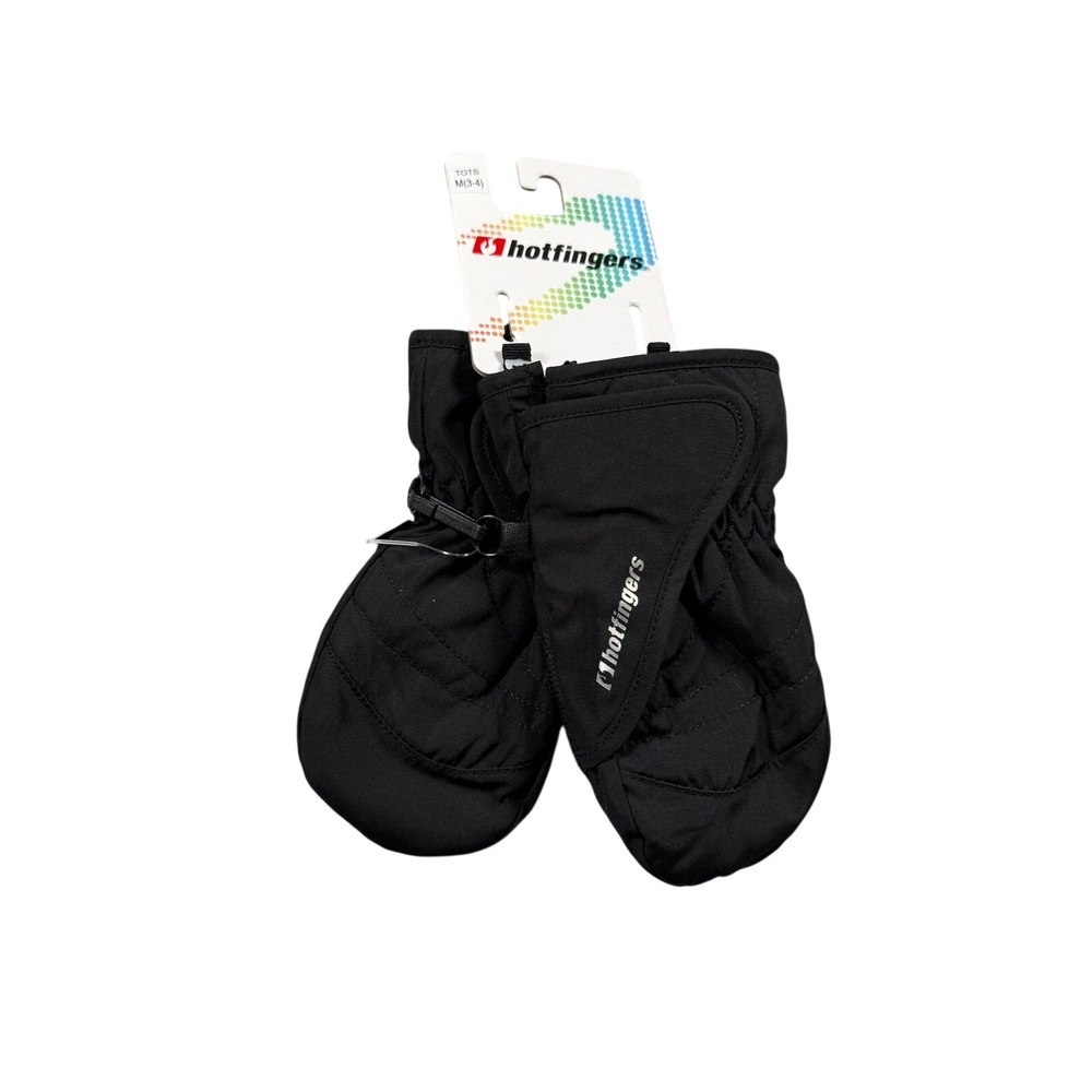 Hotfingers Kids M 3-4 Mittens Black Zip N Slide Waterproof Insulated Snow Mitts